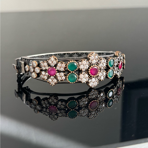 STUNNINGl ARABIC NECKLACE 925 STERLING RUBY EMERALD BRACELET - Picture 3 of 6